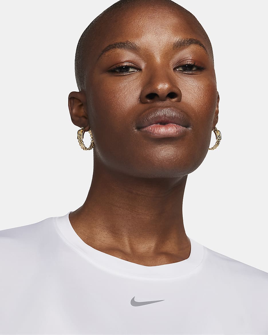 Haut à manches courtes Dri-FIT Nike One Classic pour femme - Blanc/Noir