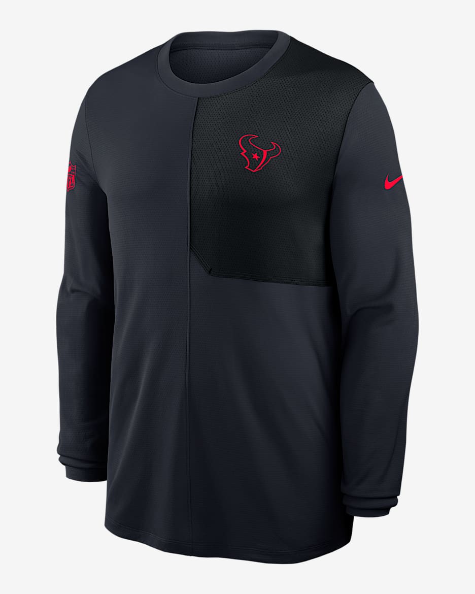 Houston Texans Sideline Coach Men's Nike Dri-FIT NFL Long-Sleeve Top - Blue