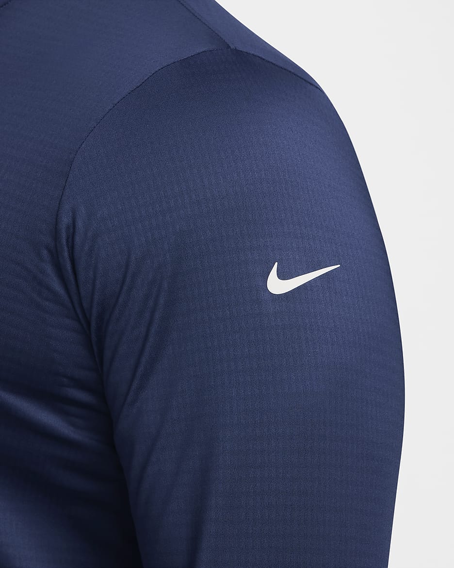 Nike Victory Dri-FIT golfoverdel med glidelås i halsen til herre - Midnight Navy/Hvit