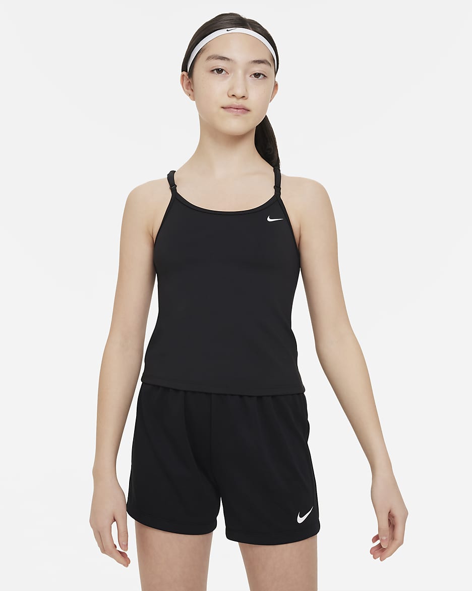 Nike Indy tanktop-sport-bh voor meisjes - Zwart/Wit