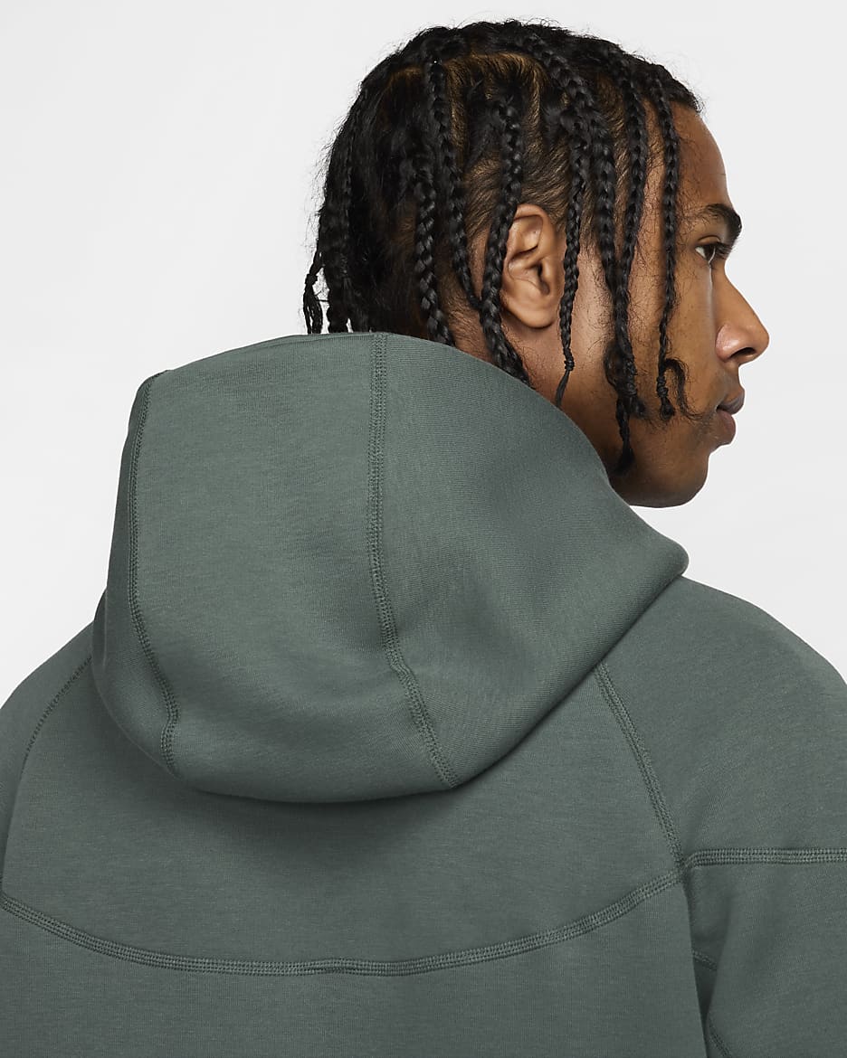 Nike Sportswear Tech Fleece Windrunner Hoodie met rits voor heren - Vintage Green/Zwart