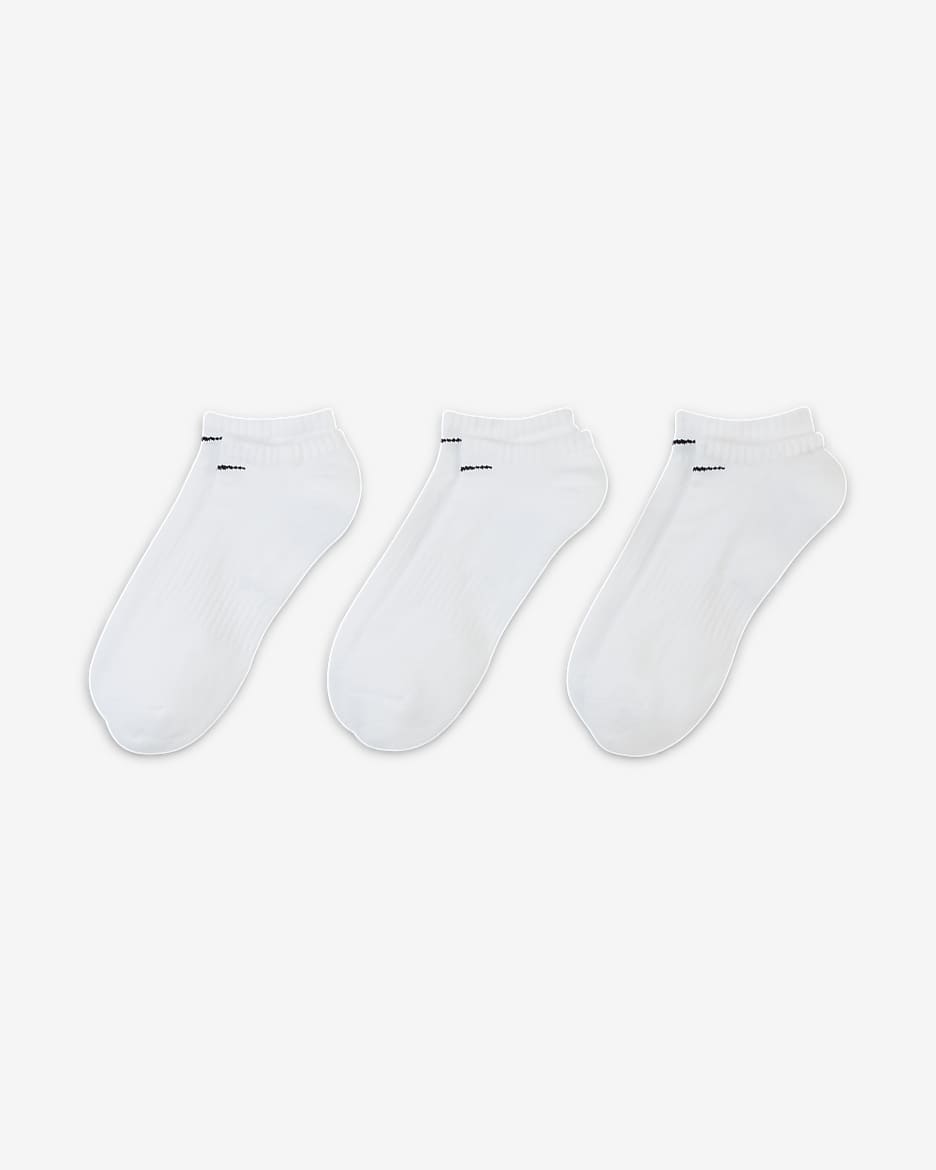 Chaussettes de training invisibles Nike Everyday Cushioned (3 paires) - Blanc/Noir