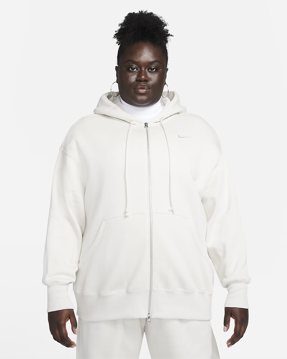 Nike Sportswear Phoenix Fleece Women's Oversized Full-Zip Hoodie (Plus Size) - Light Orewood Brown/Sail