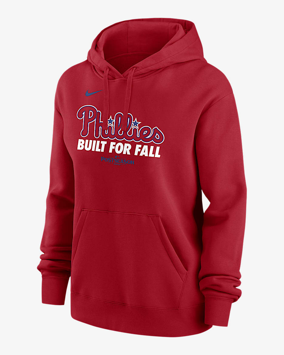 Sudadera con gorro sin cierre Nike de la MLB para mujer Philadelphia Phillies 2025 Postseason Authentic Collection - Rojo
