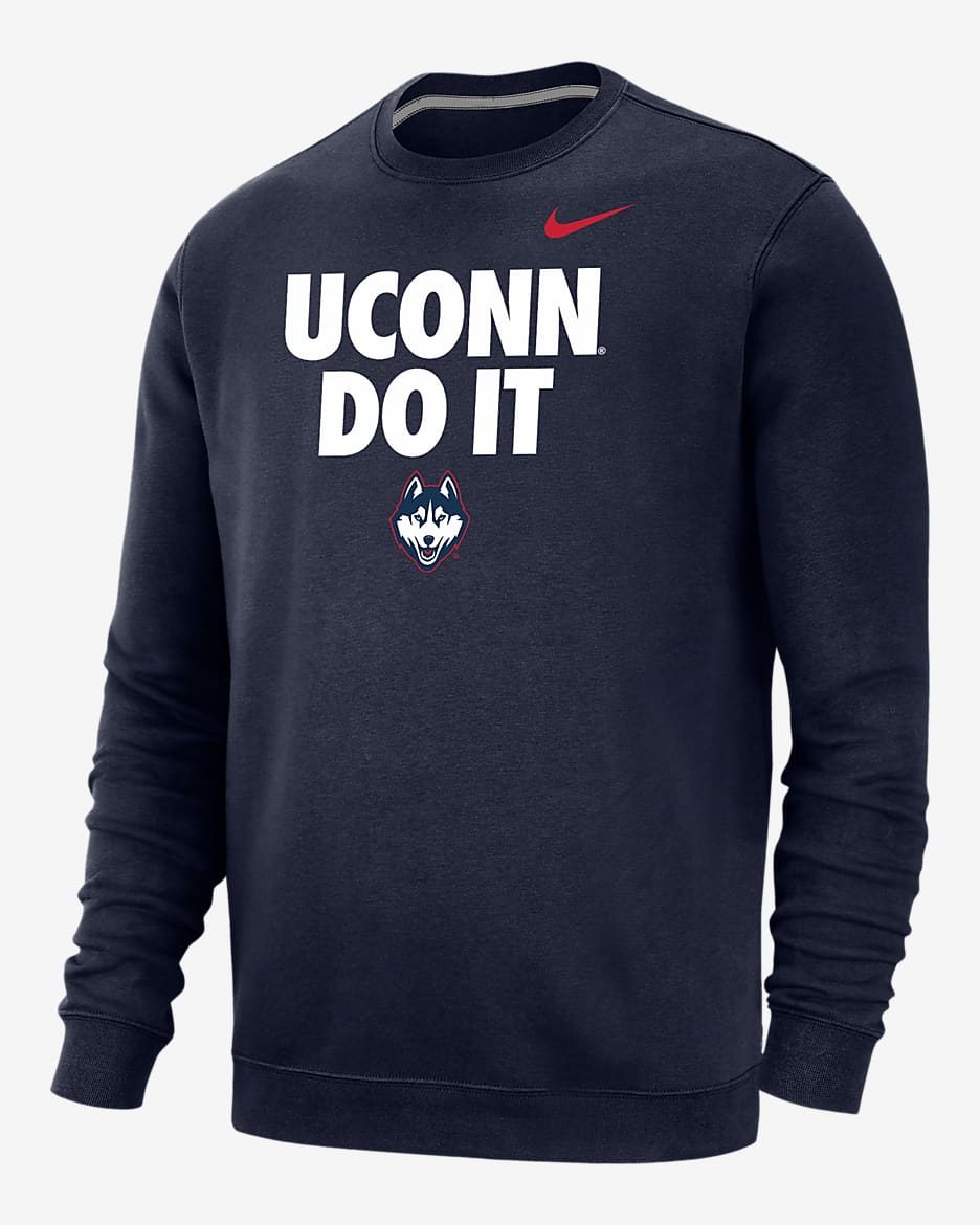 UConn Club Fleece Men's Nike College Crew-Neck Sweatshirt - Navy