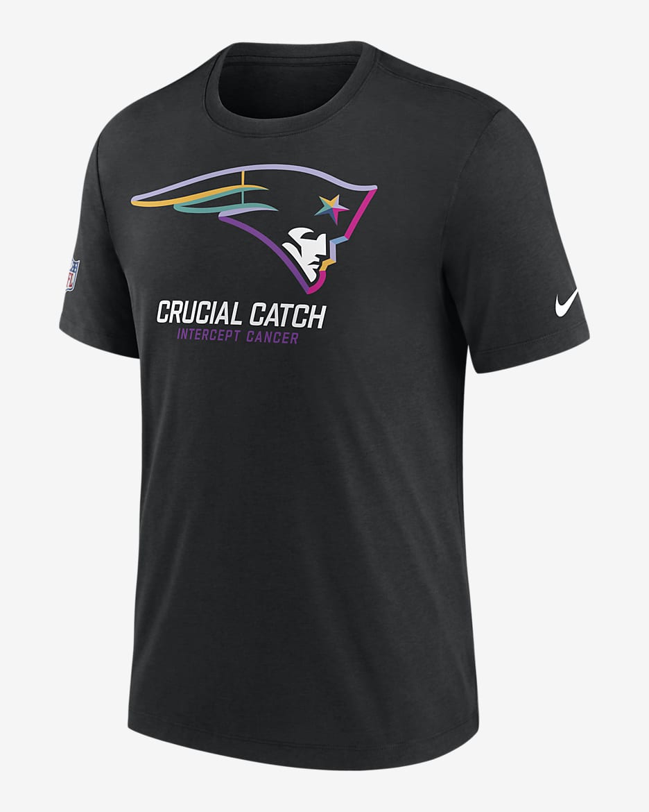 New England Patriots Crucial Catch Men's Nike NFL T-Shirt - Black