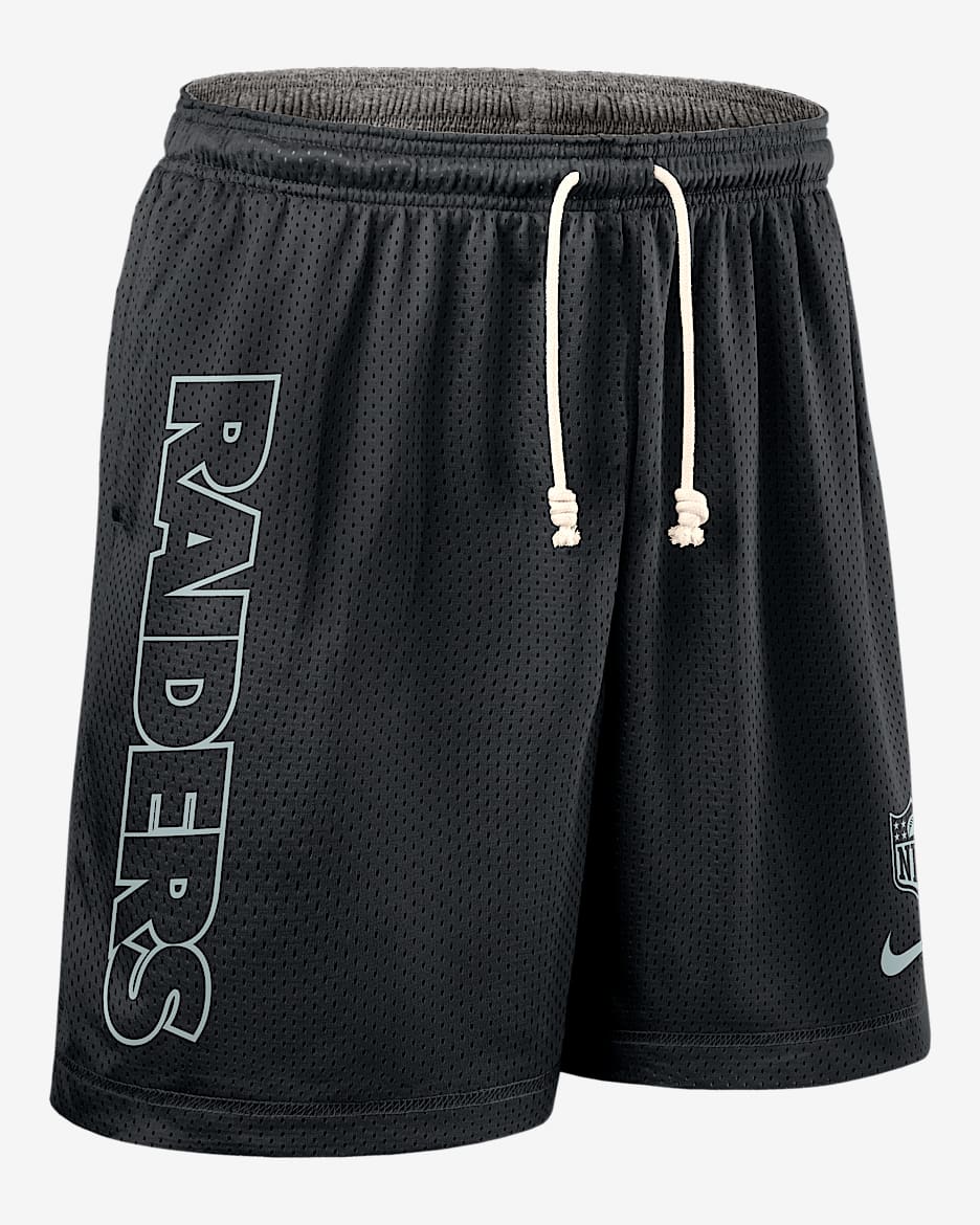 Shorts Nike Dri-FIT de la NFL para hombre Las Vegas Raiders Sideline Revesible - Negro