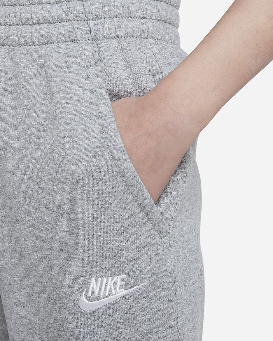 Pants ajustados de cintura alta para niñas talla grande Nike Sportswear Club Fleece - Gris oscuro jaspeado/Gris básico/Blanco