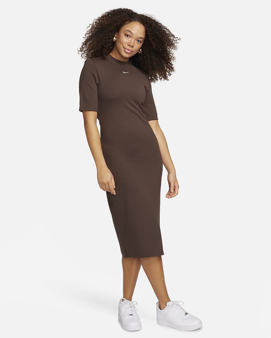 Nike Sportswear Essential Women's Tight Midi Dress - Baroque Brown/Sail