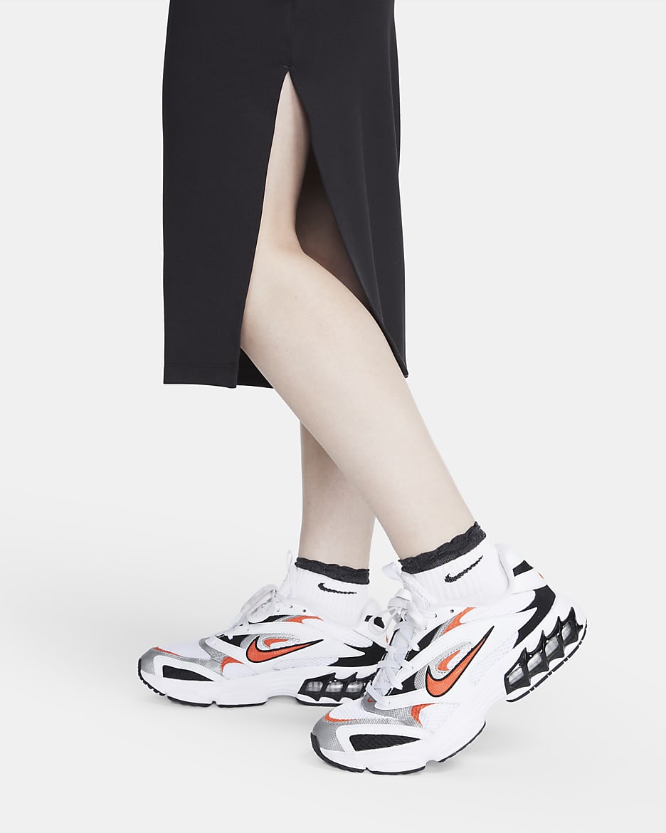 Robe mi-longue ajustée Nike Sportswear Essential pour femme - Noir/Blanc