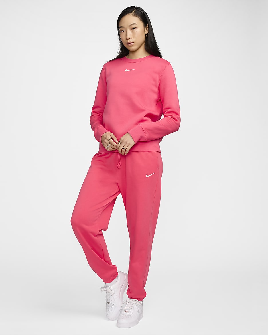 Nike Sportswear Phoenix Fleece Women's High-Waisted Oversized French Terry Tracksuit Bottoms - Aster Pink/Sail