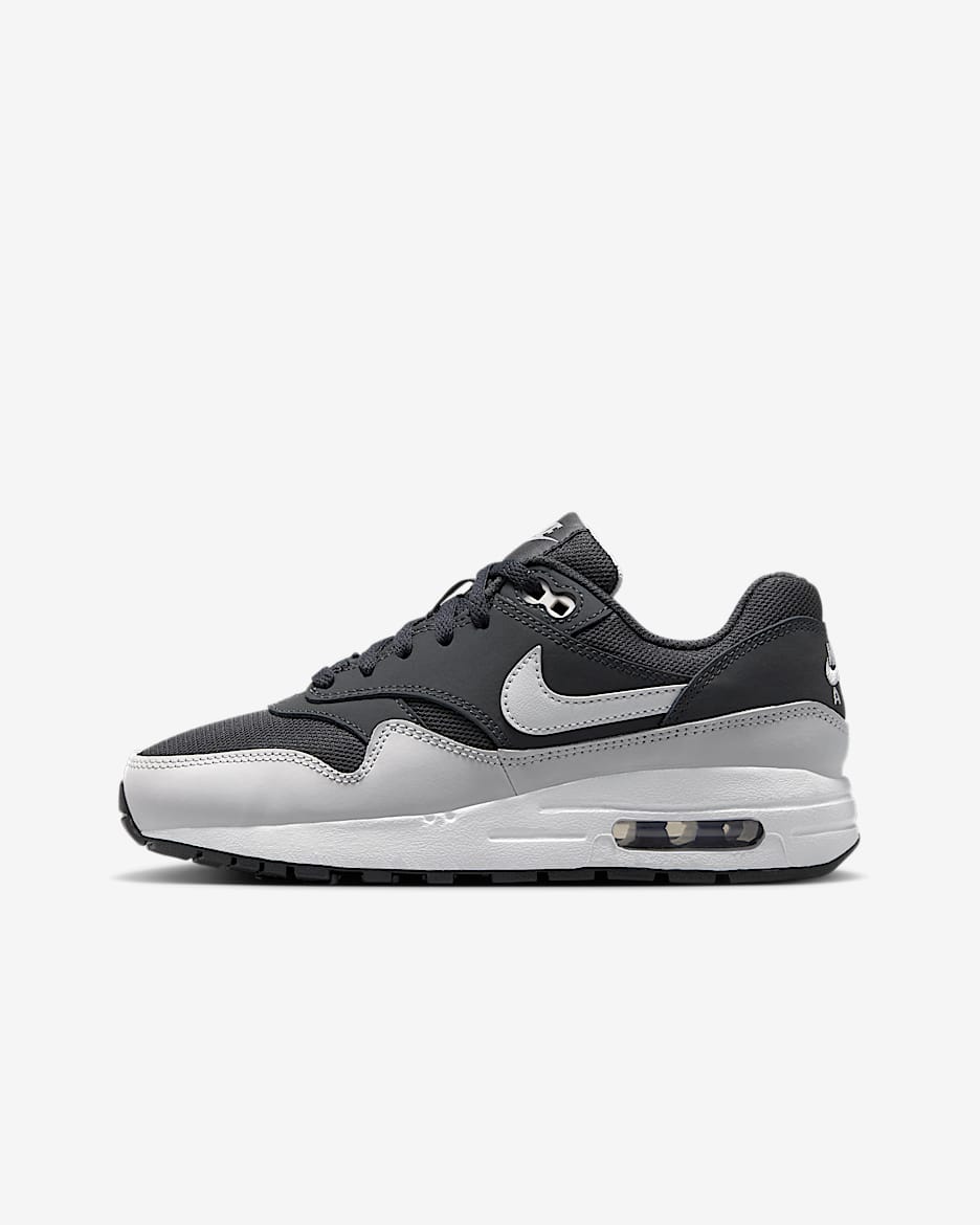 Tenis para niños grandes Air Max 1 - Sombrío apagado/Blanco/Negro/Gris vasto
