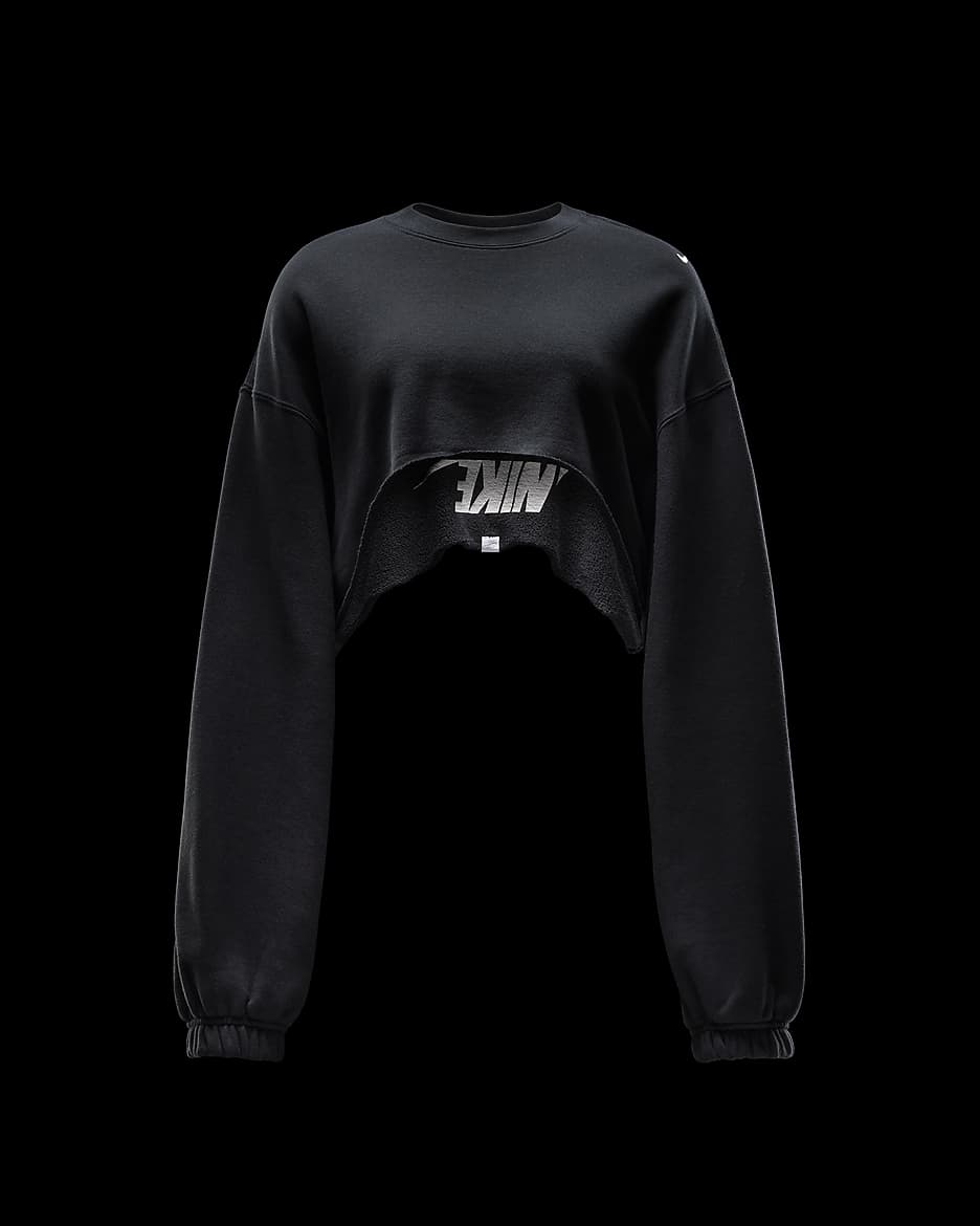 Nike Sportswear Sudadera bolero oversize de tejido French terry - Mujer - Negro/Sail