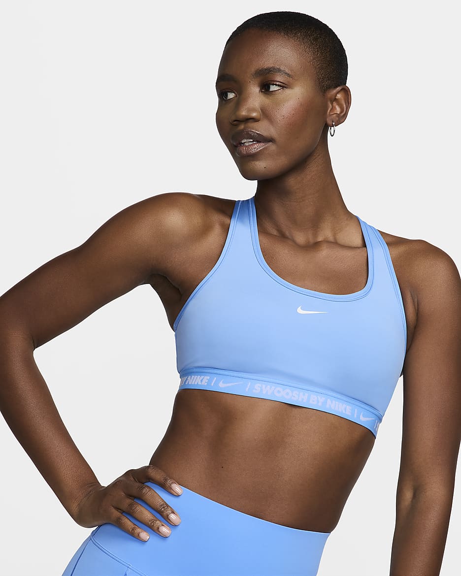 Brassière de sport rembourrée Nike Swoosh Medium Support pour femme - University Blue/Sail