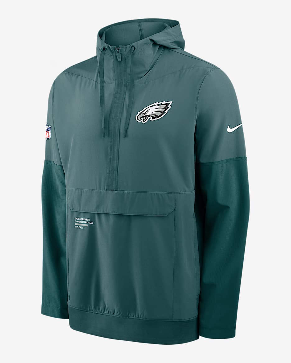 Chamarra Nike de la NFL de medio cierre con gorro para hombre Philadelphia Eagles Well Rounded Anorak - Azul verdoso