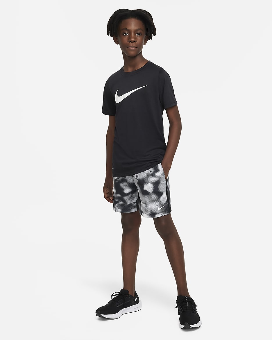 Nike Dri-FIT Multi+ Big Kids' (Boys') Printed Training Shorts - Black/White