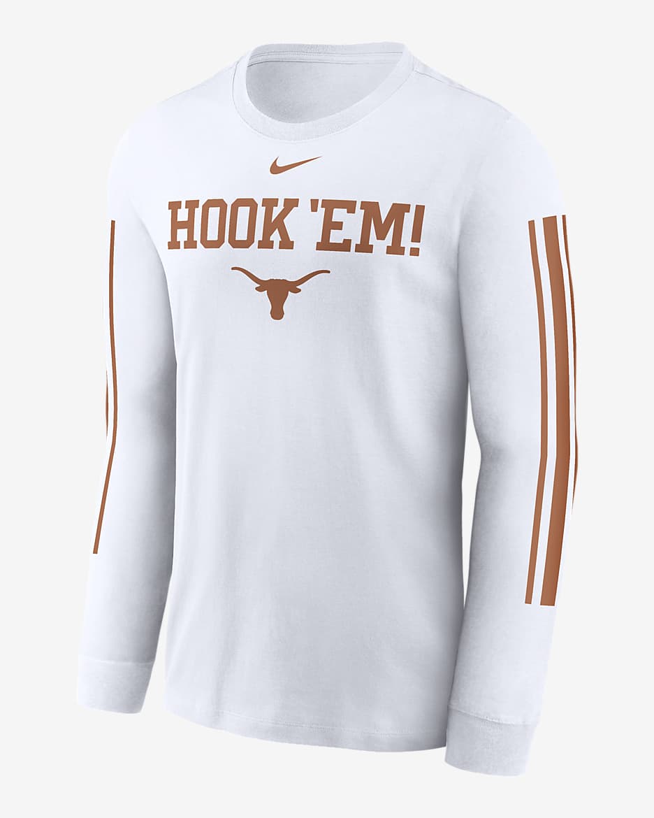 Texas Longhorns Local Spirit Slogan Men's Nike College Long-Sleeve T-Shirt - White