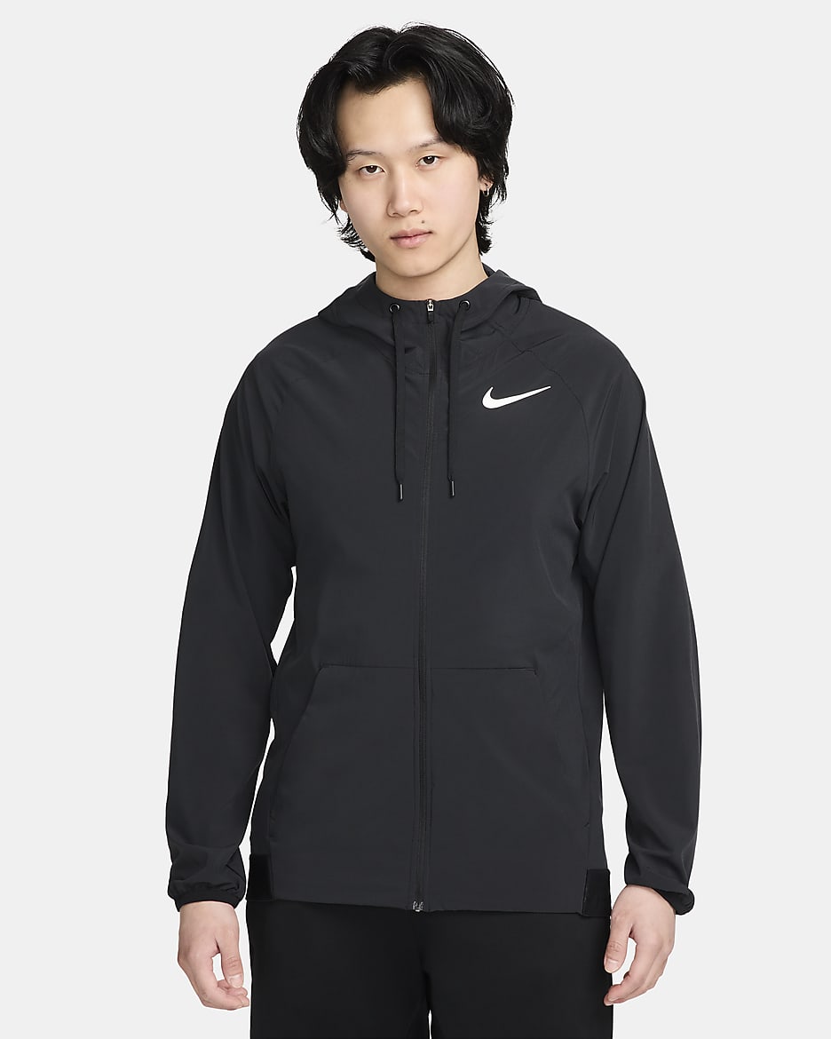 ナイキ プロ Dri-FIT フレックス ベント マックス メンズ フルジップ フーデッド トレーニングジャケット - ブラック/ブラック/ホワイト