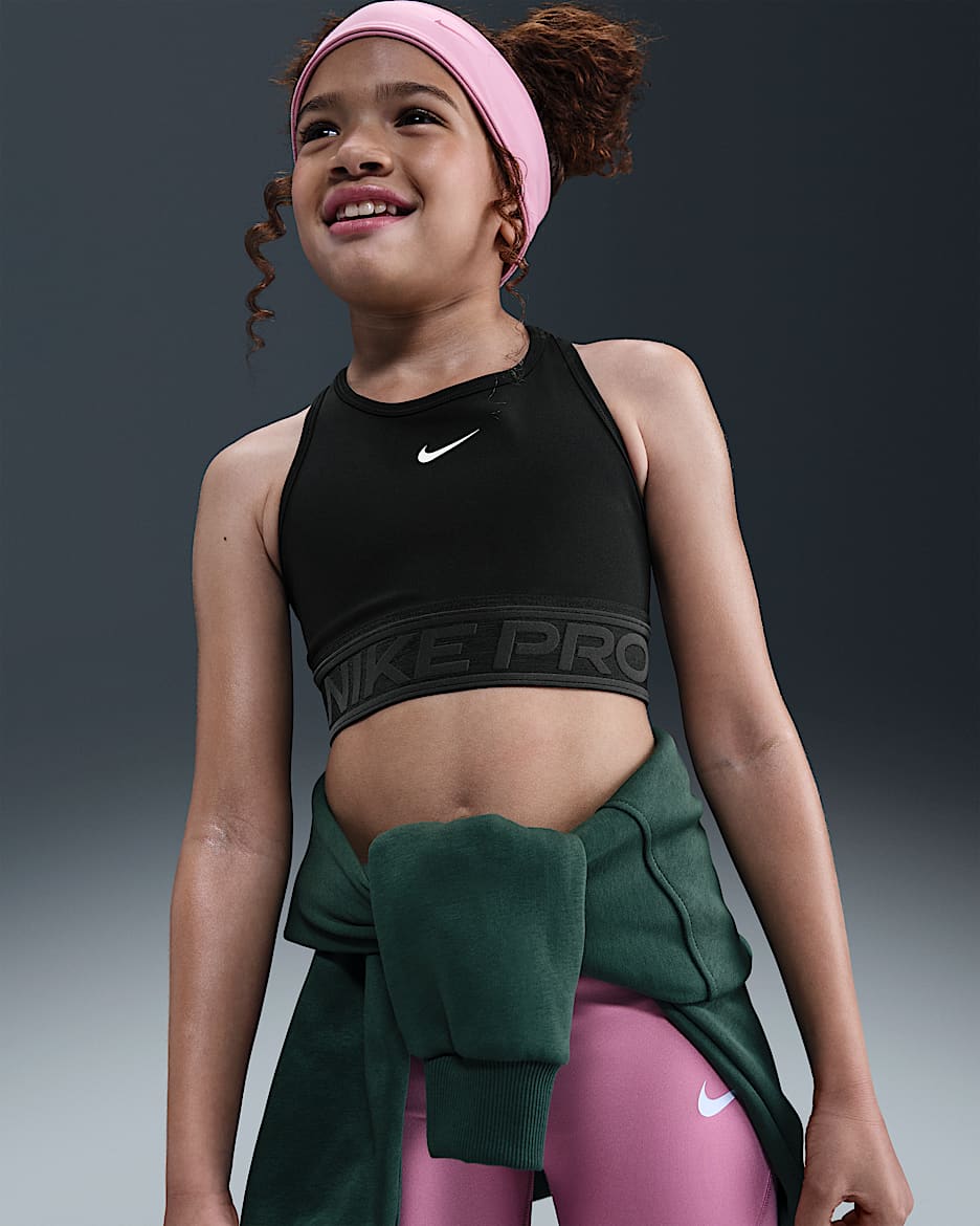 Nike Pro Swoosh Older Kids' (Girls') Sports Bra - Black/White