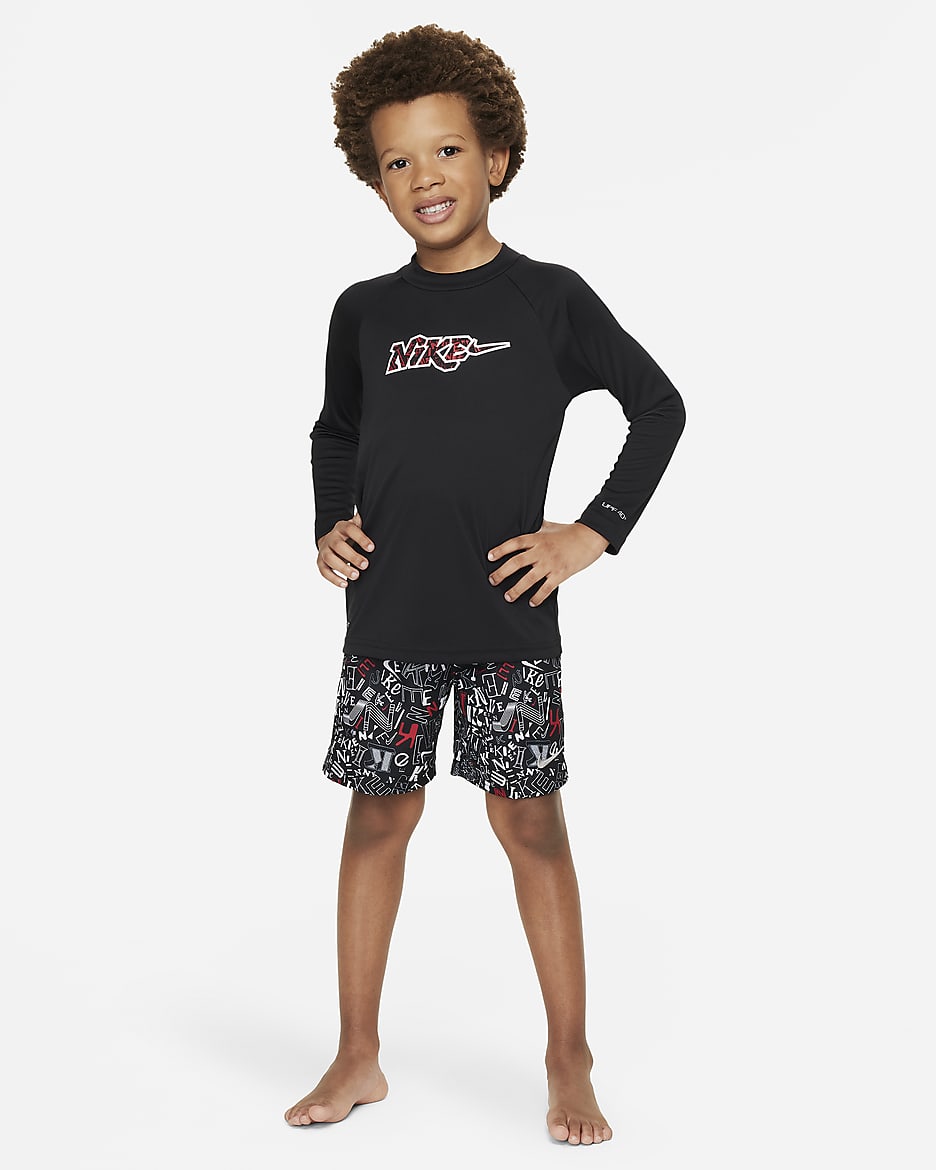 Playera de manga larga Hydroguard para niño talla pequeña Nike Swim - Negro