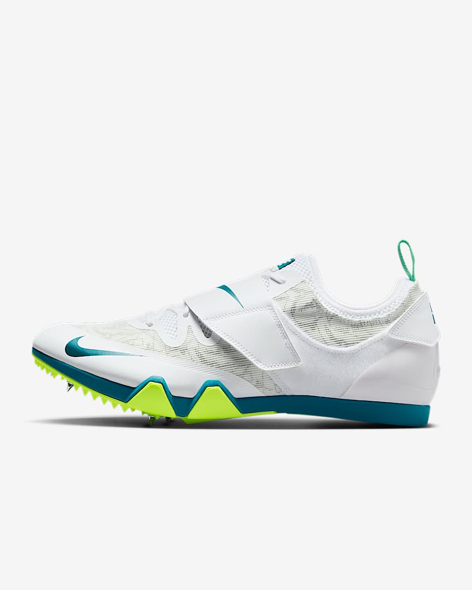 Tenis de clavos para salto y atletismo Nike Pole Vault Elite - Blanco/Verde ligero/Algas eléctricas/Abeto brillante
