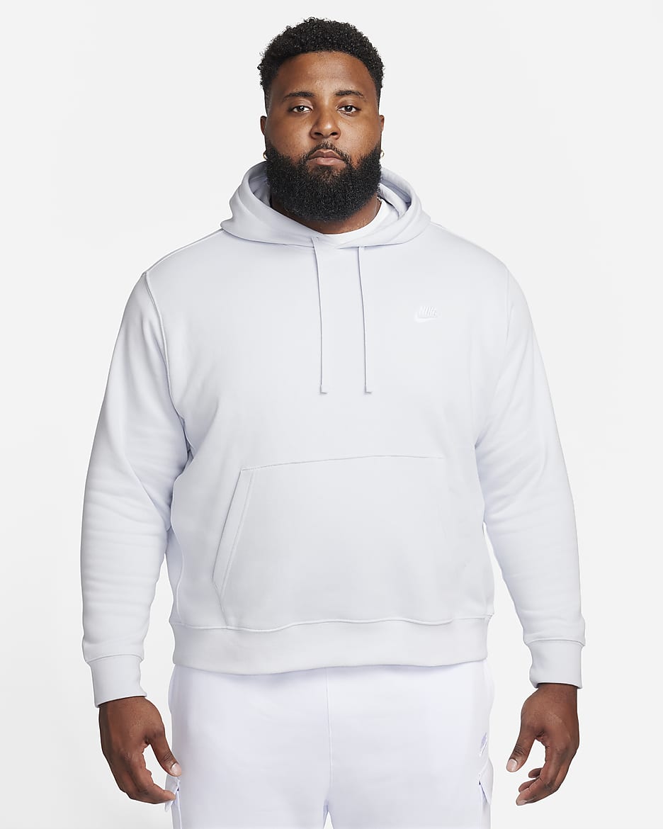 Nike Sportswear Club Fleece Pullover Hoodie - Football Grey/Football Grey/White