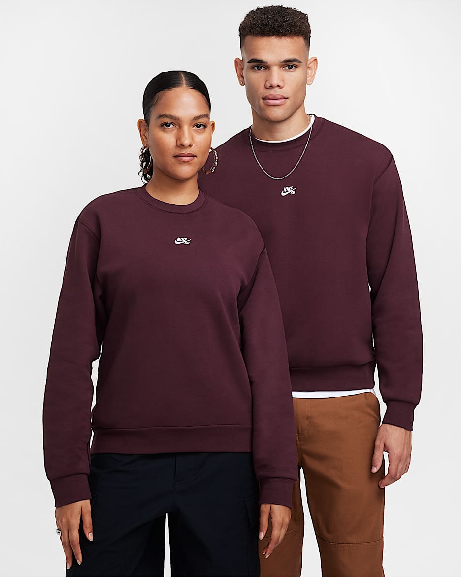 Nike SB Fleece Skate Crew - Burgundy Crush/White
