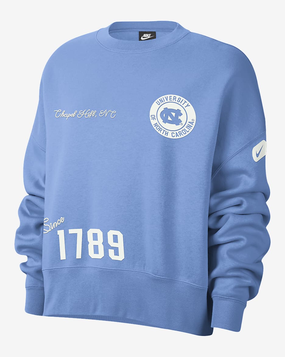 Sudadera con cuello redondo Nike College para mujer UNC - Azul valor/Blanco cumbre