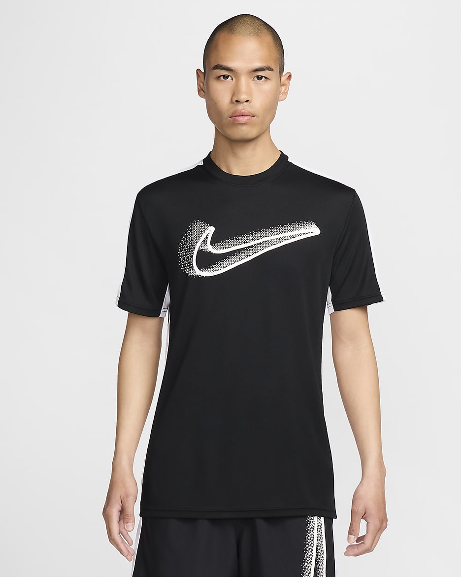 Playera de fútbol de manga corta Dri-FIT para hombre Nike Academy - Negro/Blanco/Blanco