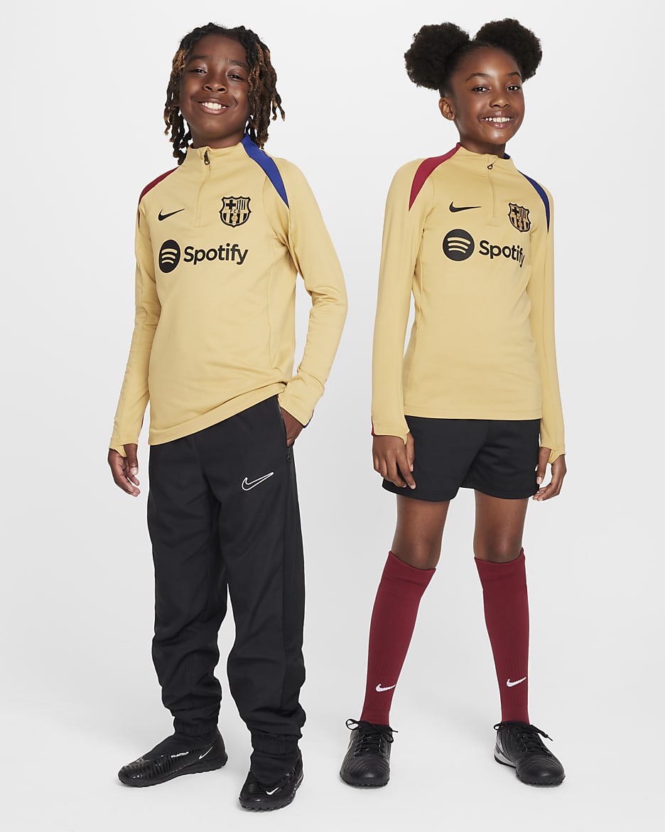 F.C. Barcelona Strike Older Kids' Nike Dri-FIT Football Drill Top - Club Gold/Noble Red/Deep Royal Blue/Black