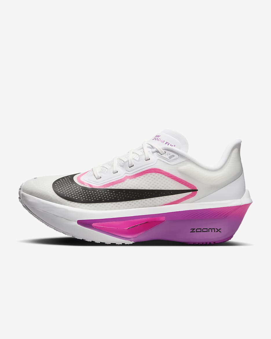 Nike Zoom Fly 6 Women's Road Racing Shoes - White/Vivid Grape/Hyper Pink/Black