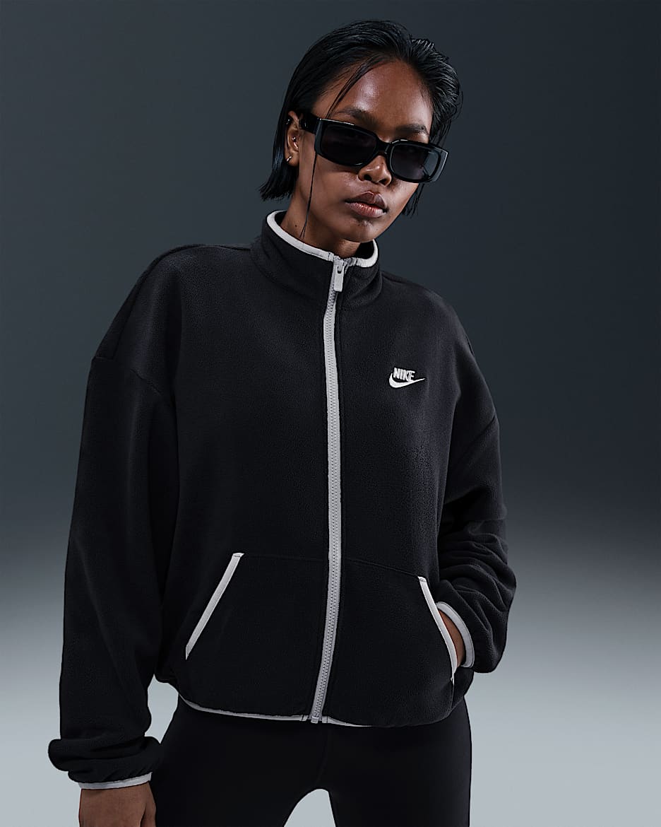 Nike Sportswear Club Fleece Women's Loose Cozy Track Jacket - Black/College Grey