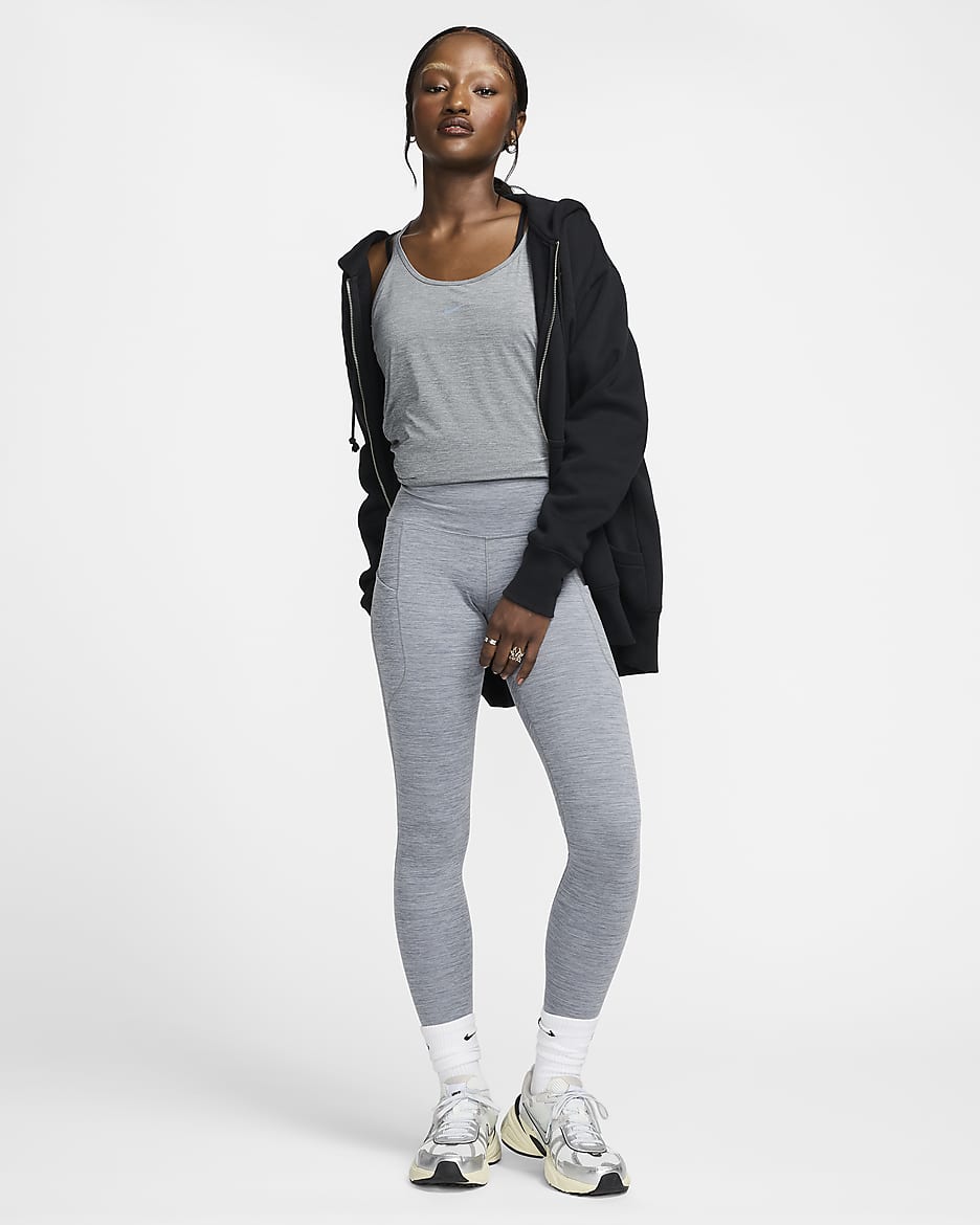 Nike One Women's High-Waisted 7/8 Leggings with Pockets - Smoke Grey/Heather/Black