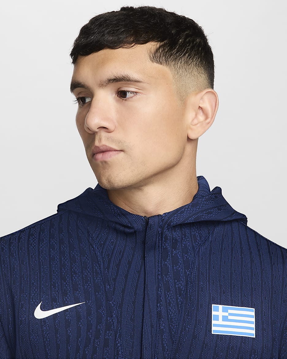 Greece Men's Nike Dri-FIT ADV Basketball Game Jacket - Obsidian/Light Photo Blue/White