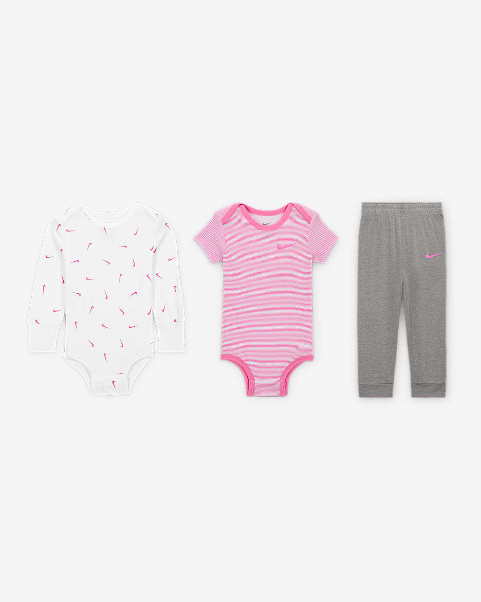 Nike Baby Essentials Baby (12-24M) 3-Piece Bodysuits and Pants Set - White