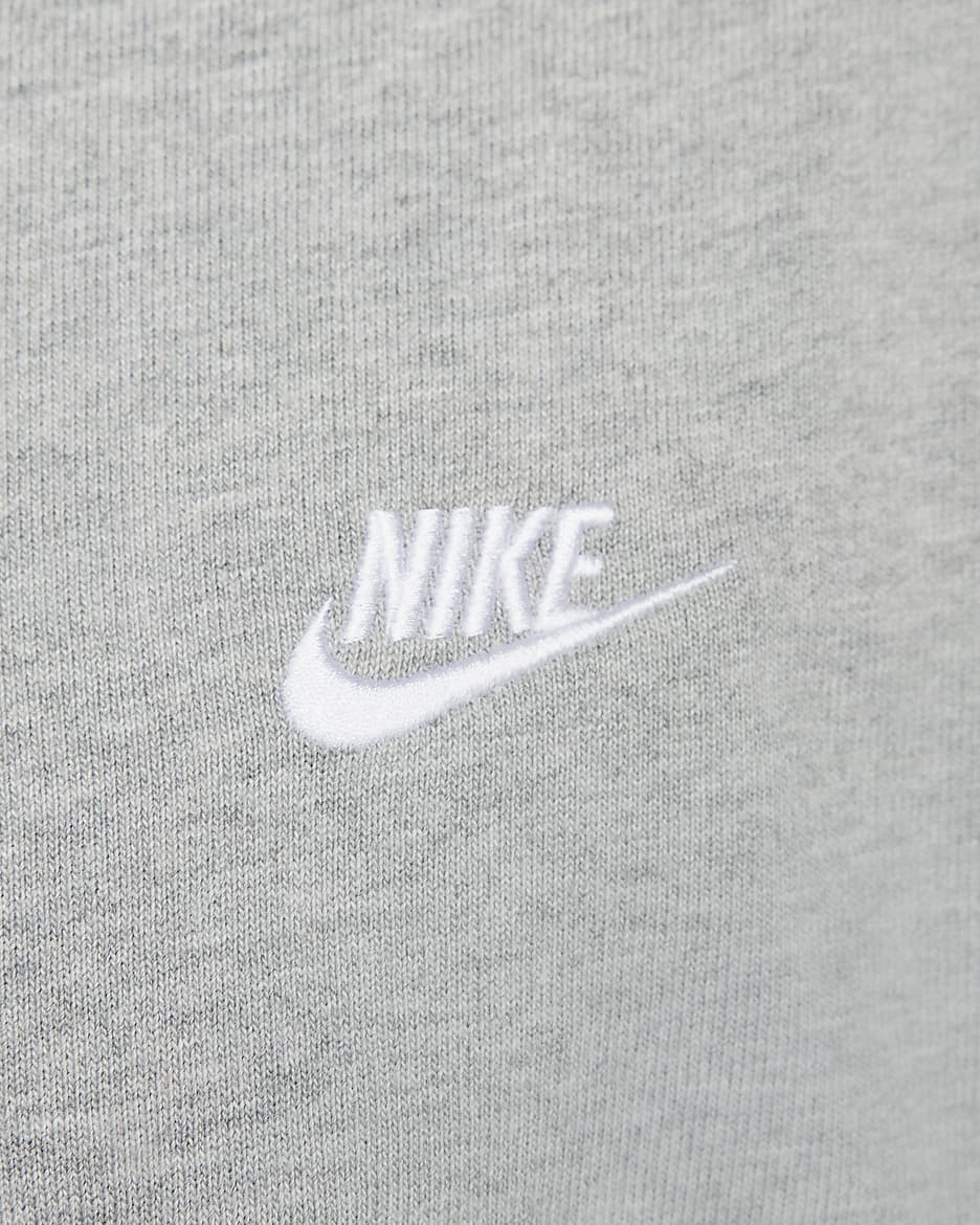 Långärmad stickad pikétröja Nike Club för män - Dark Grey Heather/Vit