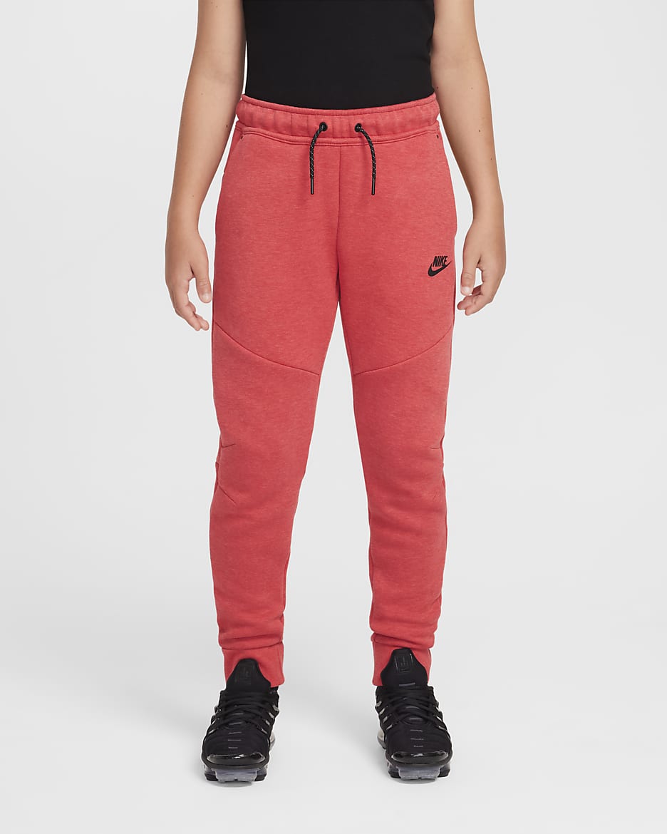Nike Sportswear Tech Fleece Older Kids' Joggers - Light University Red Heather/Black/Black