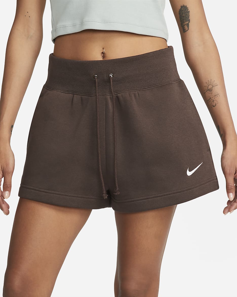 Shorts de ajuste holgado y tiro alto para mujer Nike Sportswear Phoenix Fleece - Marrón barroco/Vela