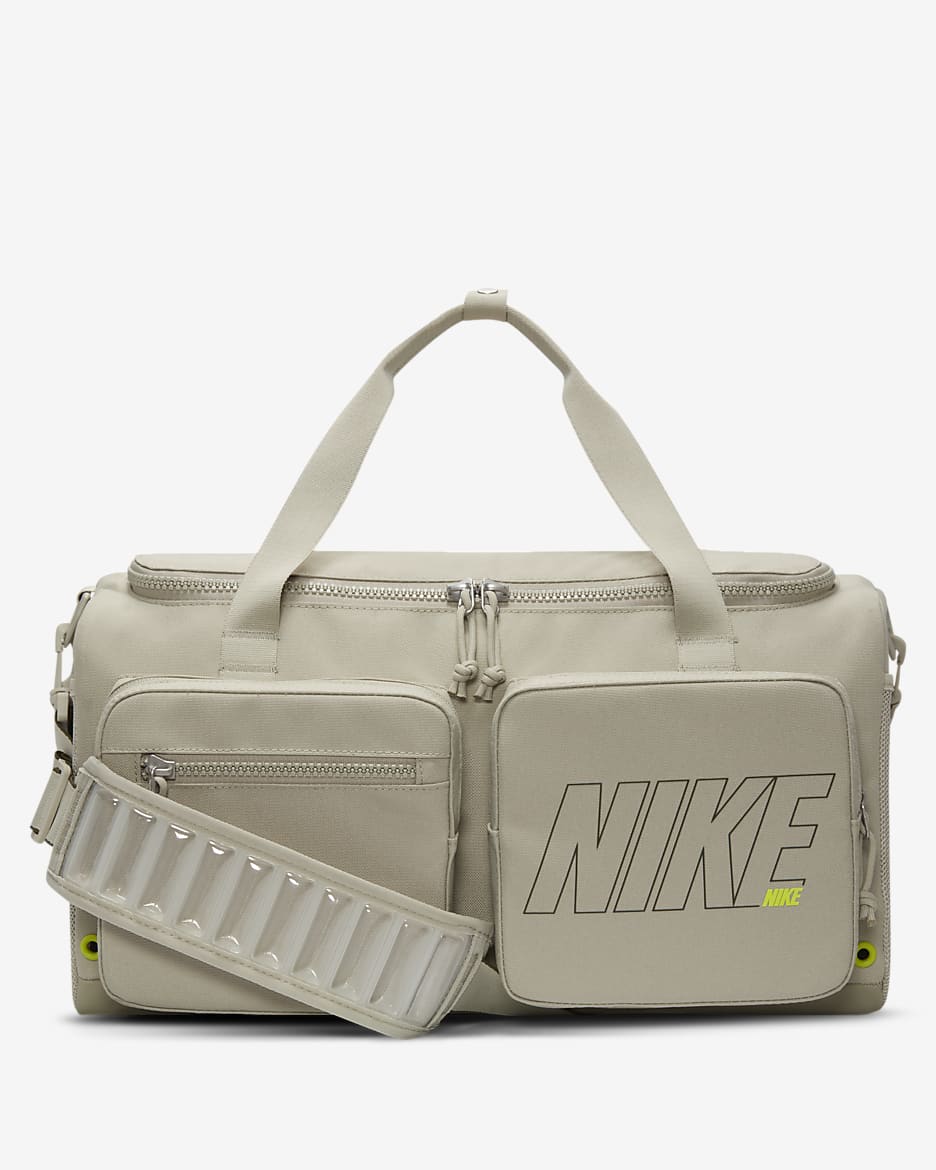 Nike Utility Power Graphic Training Duffel Bag (Small, 31L) - Stone/Rough Green/Atomic Green