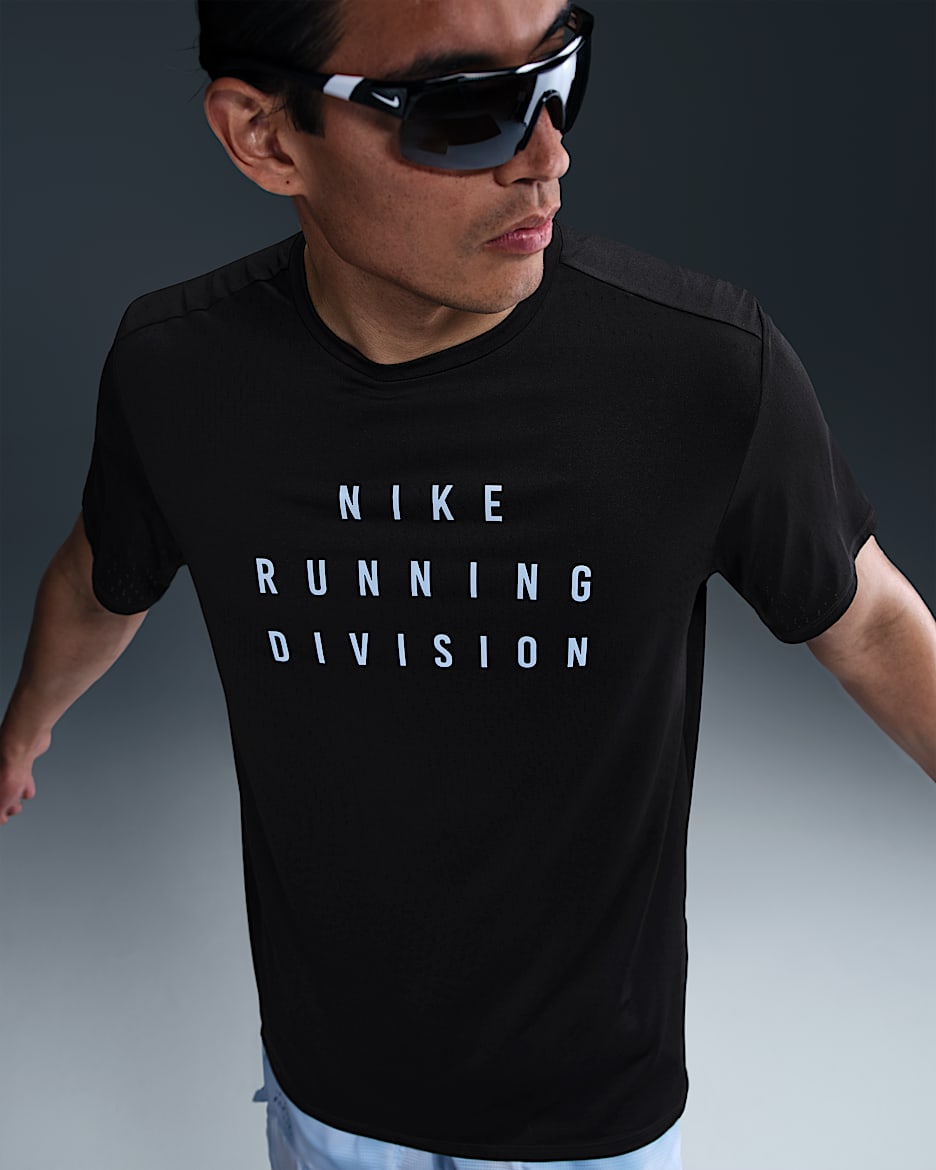 Playera de correr de manga corta Dri-FIT para hombre Nike Running Division - Negro/Negro/Azul psíquico