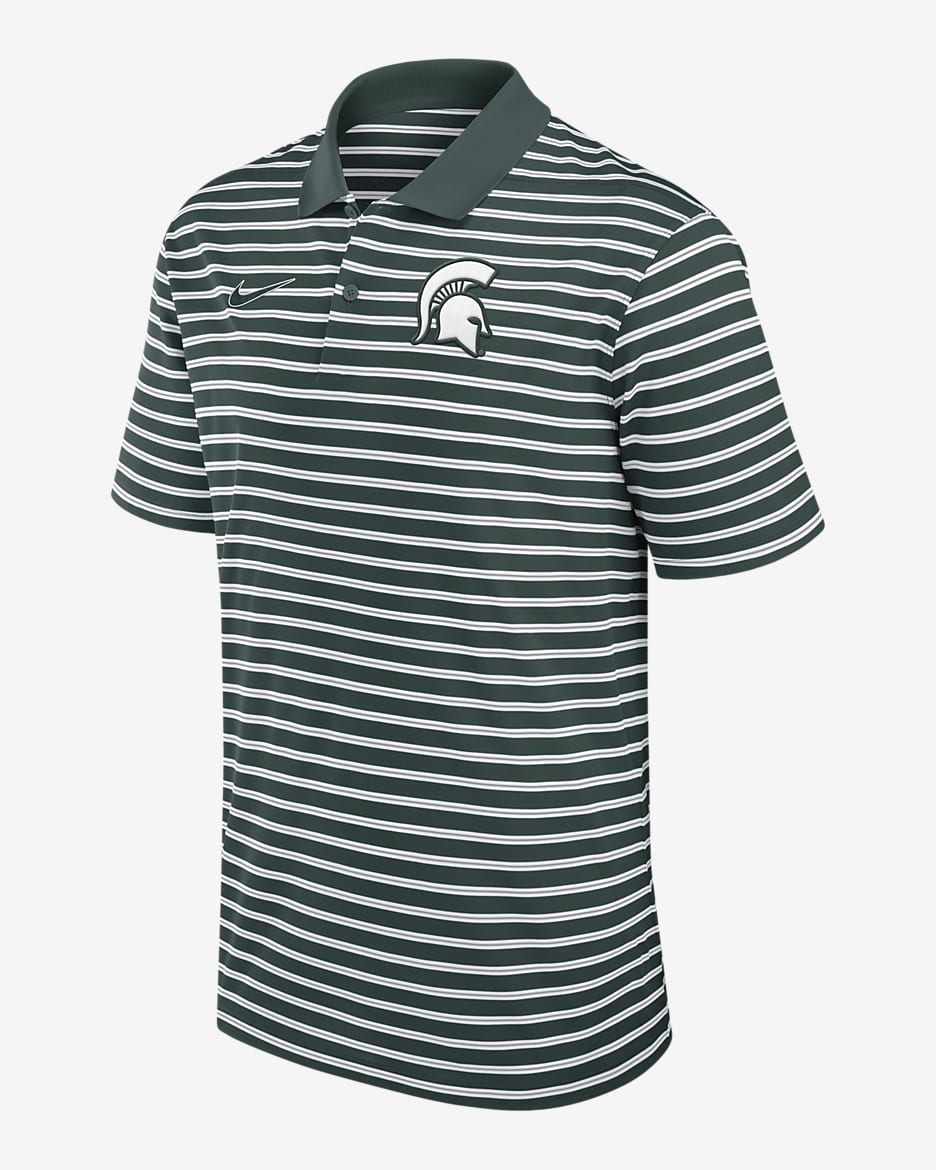 Michigan State Spartans Primetime Victory Striped Men's Nike Dri-FIT College Polo - Green