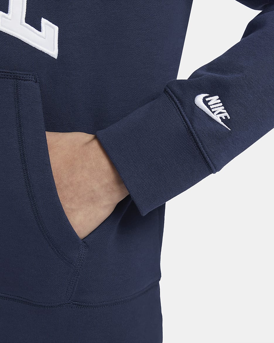 Nike Club Fleece Men's Long-Sleeve Fleece Polo - Midnight Navy/White