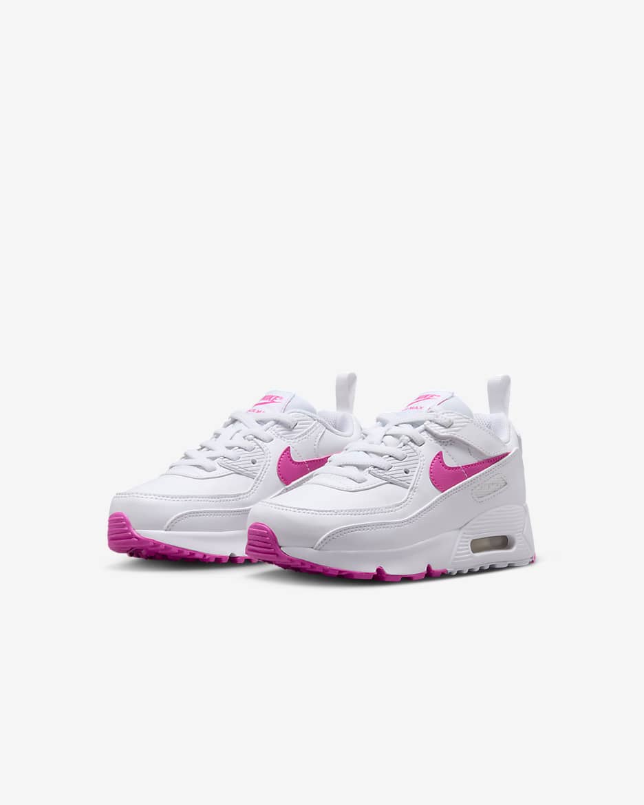 Tenis para niños de preescolar Nike Air Max 90 EasyOn - Blanco/Fucsia láser