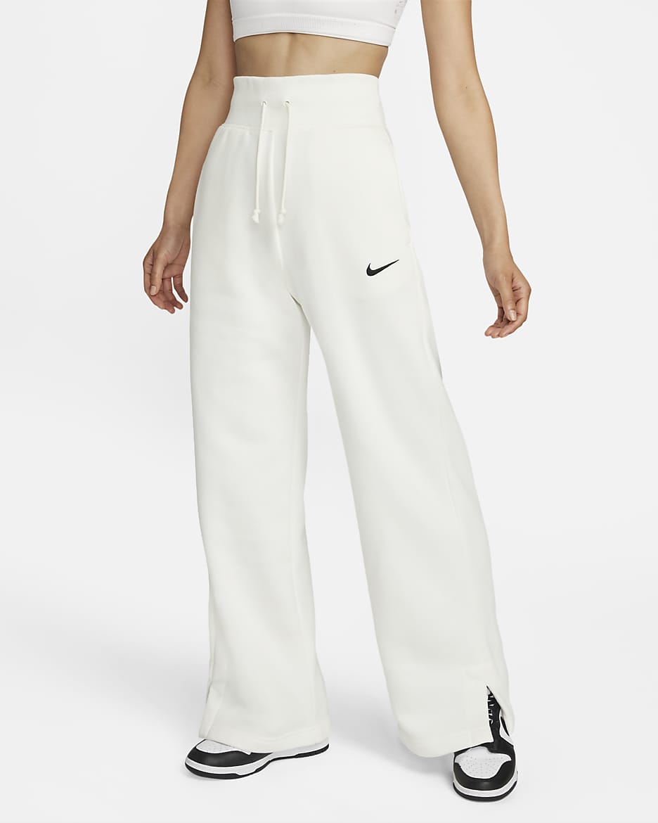 Nike Sportswear Phoenix Fleece 女款高腰寬褲管運動褲 - Sail/黑色