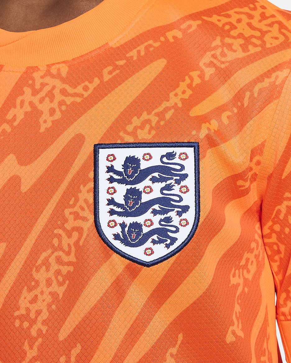 Maillot de foot à manches courtes replica Nike Dri-FIT Angleterre (Équipe féminine) 2024/25 Stadium Gardien de but pour ado - Total Orange/Safety Orange/Safety Orange/Noir