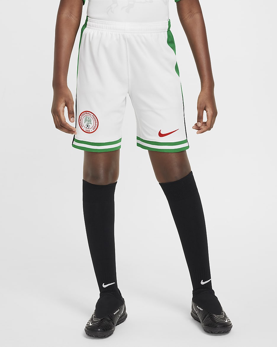 Nigeria 2024 Stadium Home Older Kids' Nike Dri-FIT Football Replica Shorts - White/Lucky Green/Challenge Red