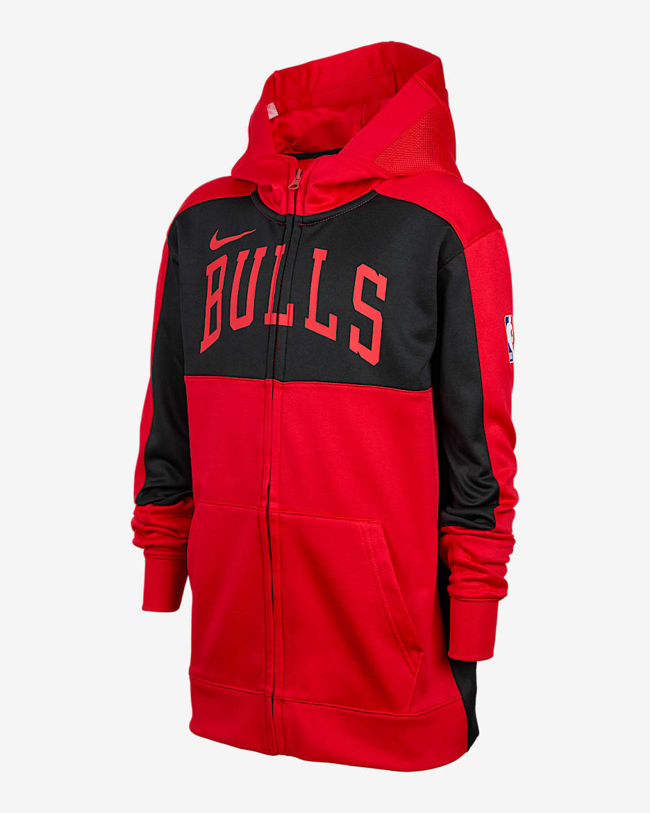 Chicago Bulls Showtime Nike Dri-FIT NBA Kapuzenjacke (ältere Kinder) - University Red