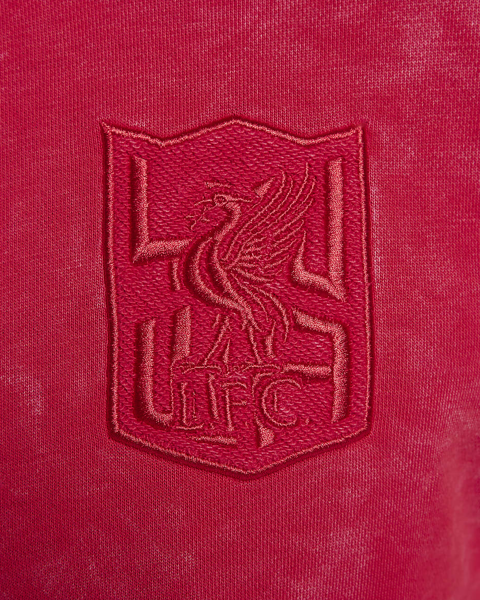 FC Liverpool Club Third Nike Fußball-Hoodie aus French Terry mit durchgehendem Reißverschluss (Herren) - University Red/Schwarz