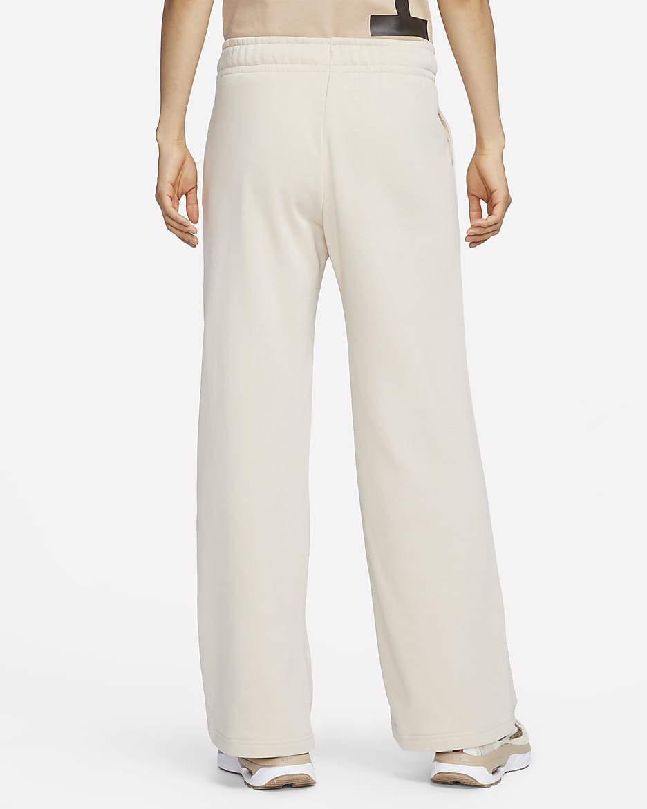 Nike Sportswear Club Fleece Women's Mid-Rise Wide-Leg Sweatpants - Sanddrift/White