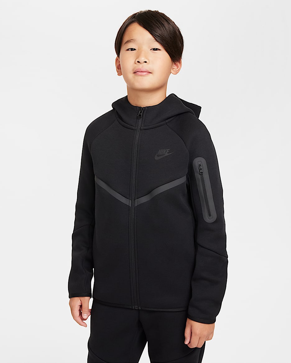 Nike Sportswear Tech Fleece Older Kids' Full-Zip Hoodie - Black/Black/Black/Black